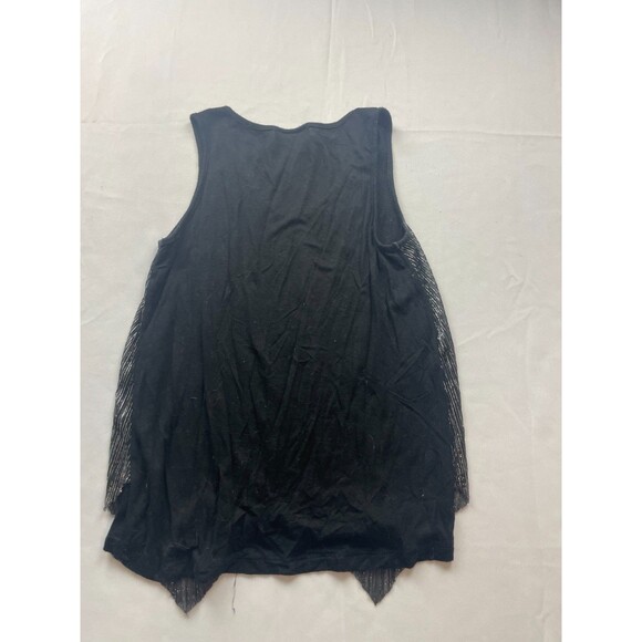 BCX Blouse Womens Small Black Metallic Striped Sleeveless Layered V-Neck - Picture 4 of 4